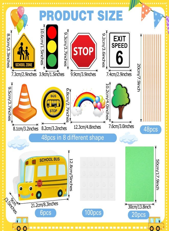 Weekgrat مجموعة ويكغرات المكونة من 6 مجموعات من زينة طاولات حفلات العودة إلى المدرسة على شكل حافلة مدرسية، مع مجسمات لوسائل النقل، مثالية لحفلات أعياد ميلاد الأطفال. - Image 2